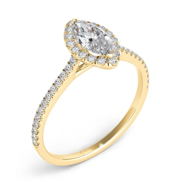 contemporary rings for women-Marquise Diamond Halo Engagement Ring