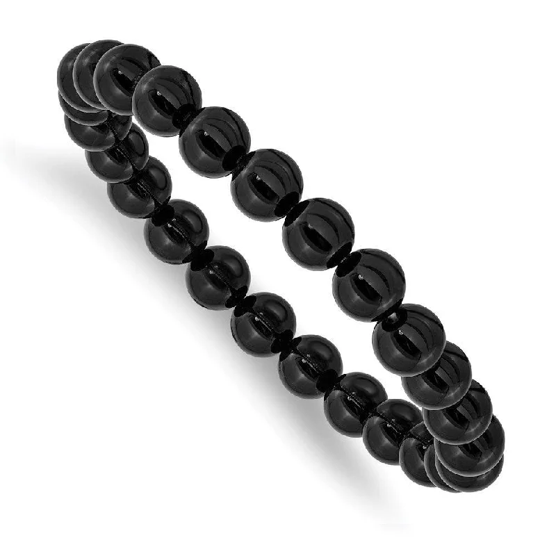 designer bracelets for women-designer bracelets for women-Black Agate Beaded Stretch Bracelet