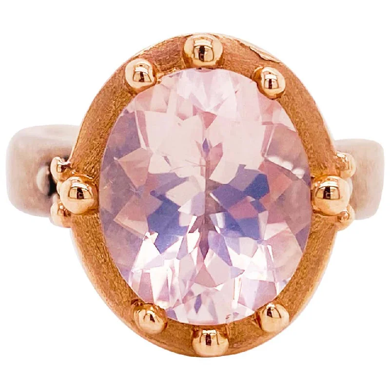 beautiful rings for women-Rose Quartz Solitaire Ring