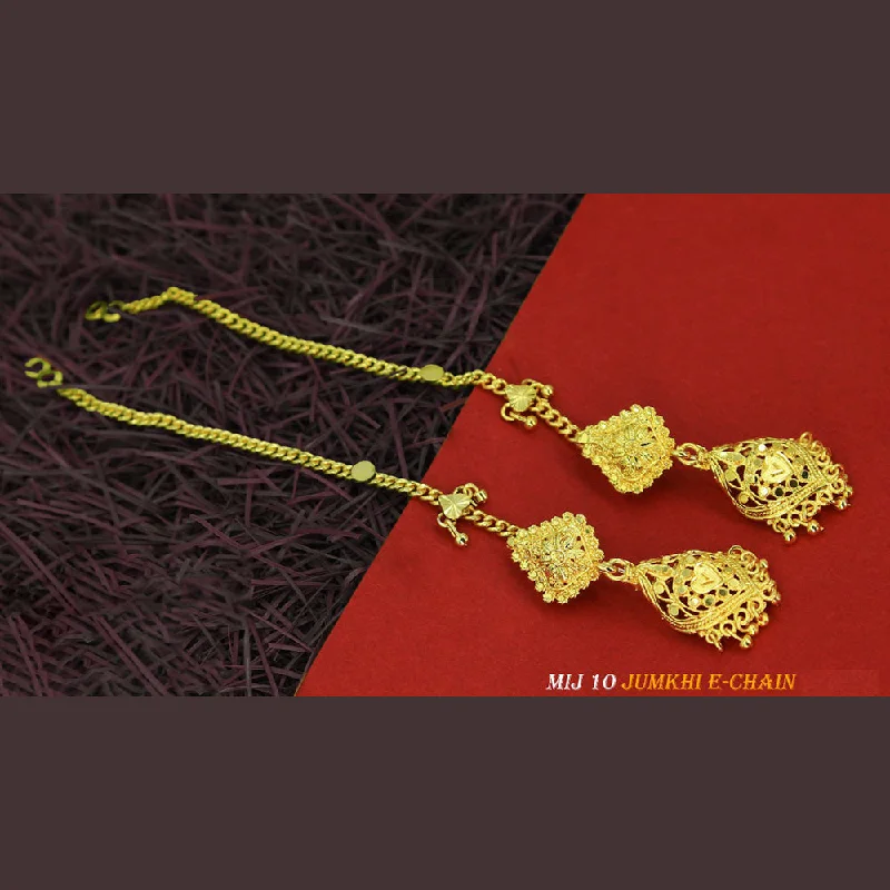 Mahavir Forming Gold Plated Jhumki Earrings With Chain