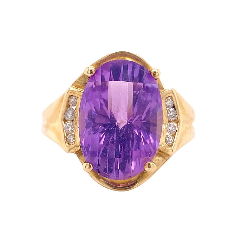 statement rings for women-Estate Diamond Amethyst Ring