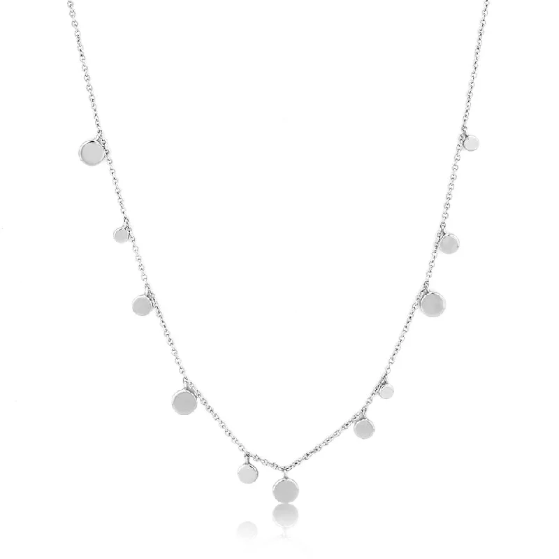 unique necklaces for women-Ania Haie Geometry Mixed Discs Necklace - Silver