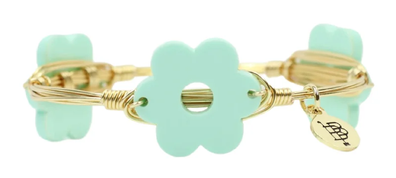 boho-style bracelets for women-boho-style bracelets for women-The Flower Bangle Bracelet - Mint