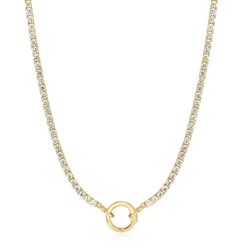 chic gold necklaces for women-Gold Sparkle Chain Charm Connector Necklace