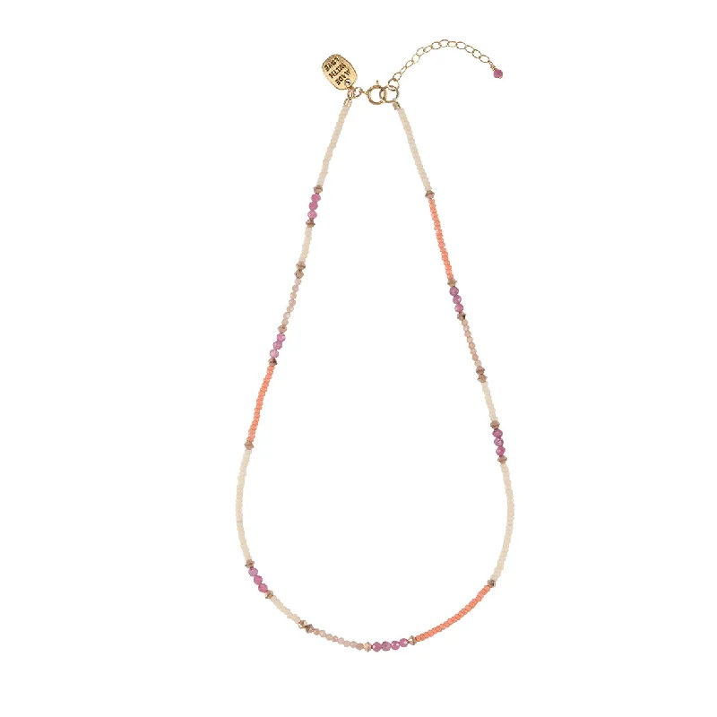 minimalist necklaces for women-Semi Precious Utulivu Assorted Beaded Necklace - MIXED PINKS