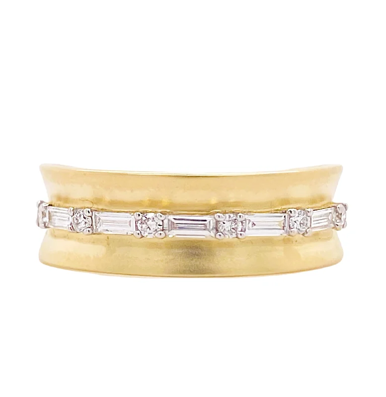 gold wedding rings for women-Diamond Saddle Ring