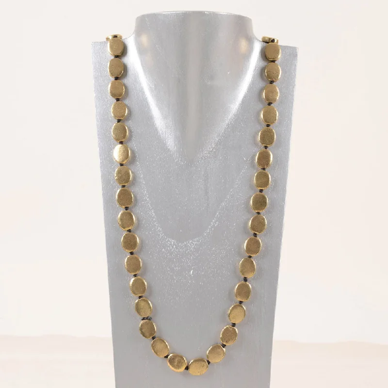 unique layered necklaces for women-Flat Coin Necklace 34''-Gold