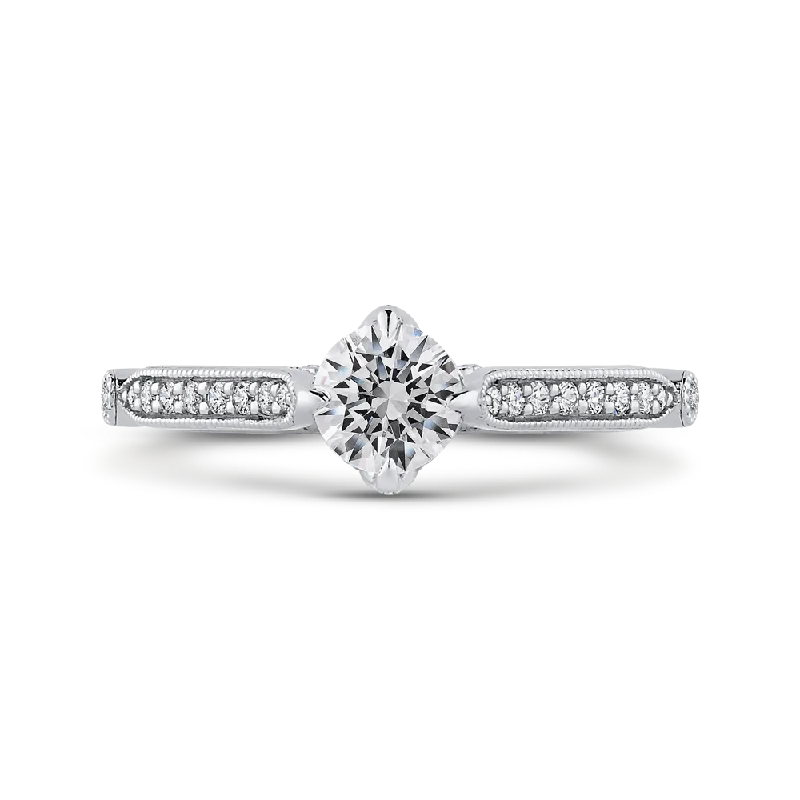 beautiful engagement rings-14K White Gold Round Diamond Engagement Ring