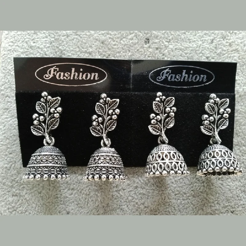 Tahura Oxidized Plated Pack Of 24  Jhumki Earrings ( Assorted Design ) - TAHEAR74