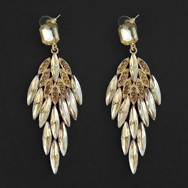 Kriaa Brown Crystal Stone Dangler earrings - 1315627