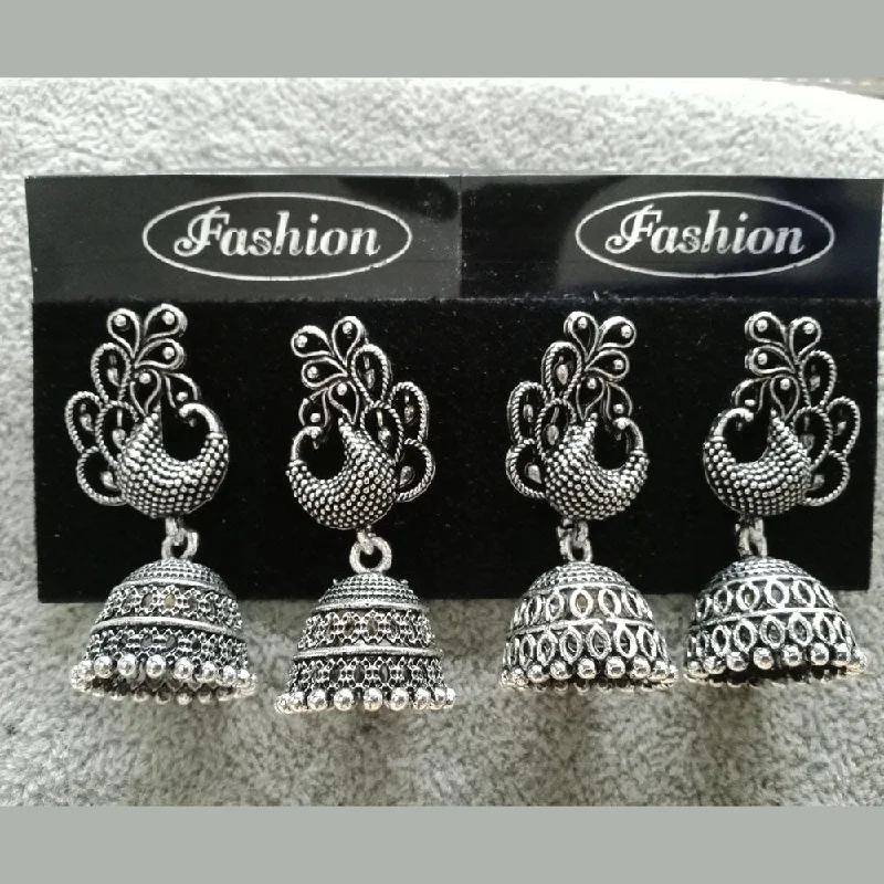 Tahura Oxidized Plated Pack Of 24  Jhumki Earrings ( Assorted Design ) - TAHEAR57