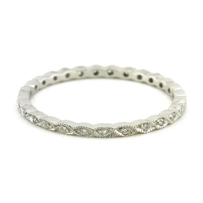 vintage rings for women-﻿Crossover Twist Diamond Wedding Band