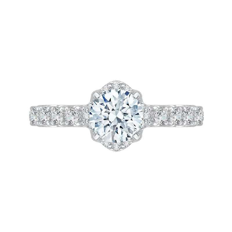 platinum engagement rings-Round Diamond Engagement Ring In 14K White Gold (Semi Mount)