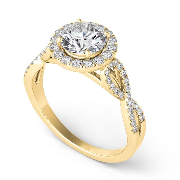 wedding rings with diamonds-Diamond Halo Twisted Engagement Ring