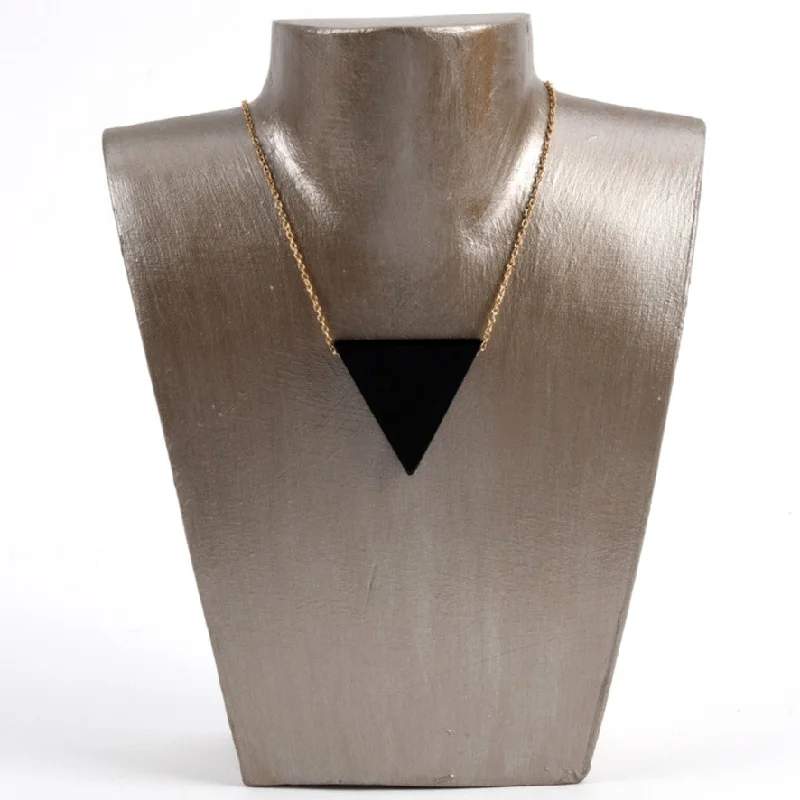 best gold necklaces for women-Triangle Cut Pendant Necklace 18''