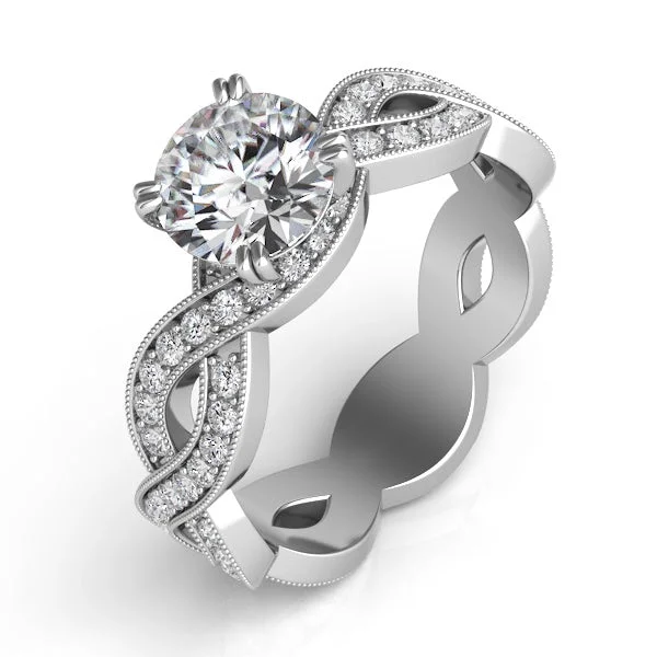 large wedding rings for women-Diamond Twisted Engagement Ring