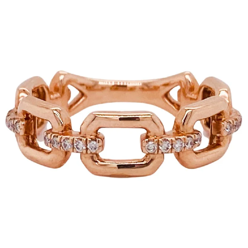 gold rings for women-Chain Link Diamond Ring