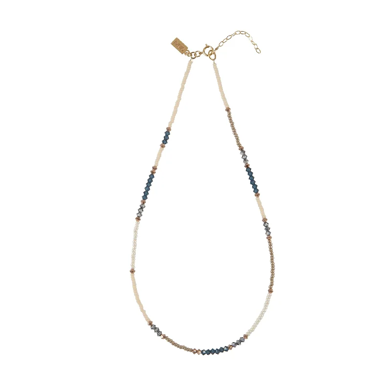 unique chain necklaces for women-Utulivu Assorted Beaded Necklace - PEARL/PINK/BLUE/STEEL