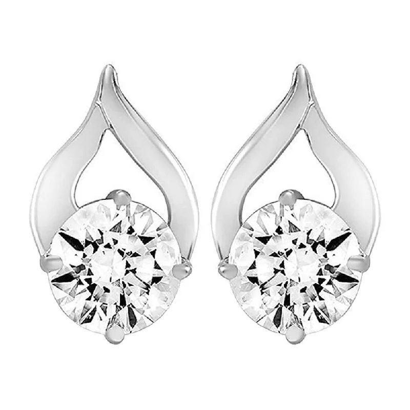 Mahi Delicate Drop Stud Earrings with White Cubic Zirconia for Women (ER1109743RWhi)