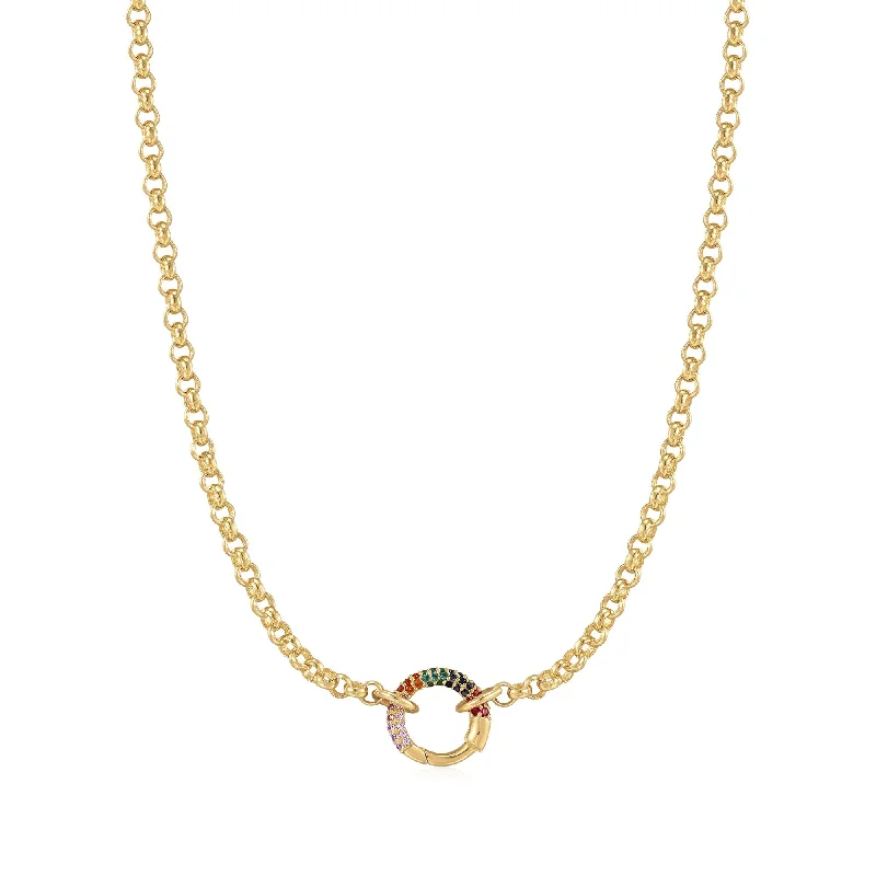 handcrafted necklaces for women-Ania Haie Gold Chain Rainbow Connector Necklace