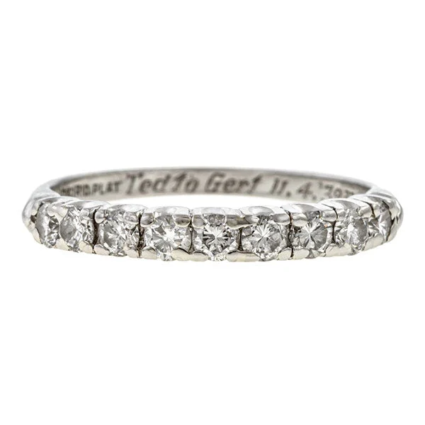 stacking rings for women-Vintage Diamond Wedding Band, 1939