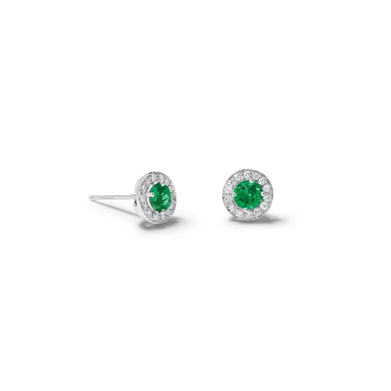 Theresa Stud Earrings 18ct White Gold - Tsavorite Garnet & Diamond Pavé