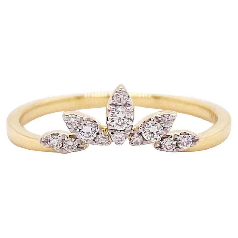 high-end rings for women-Diamond Marquise Curved Ring