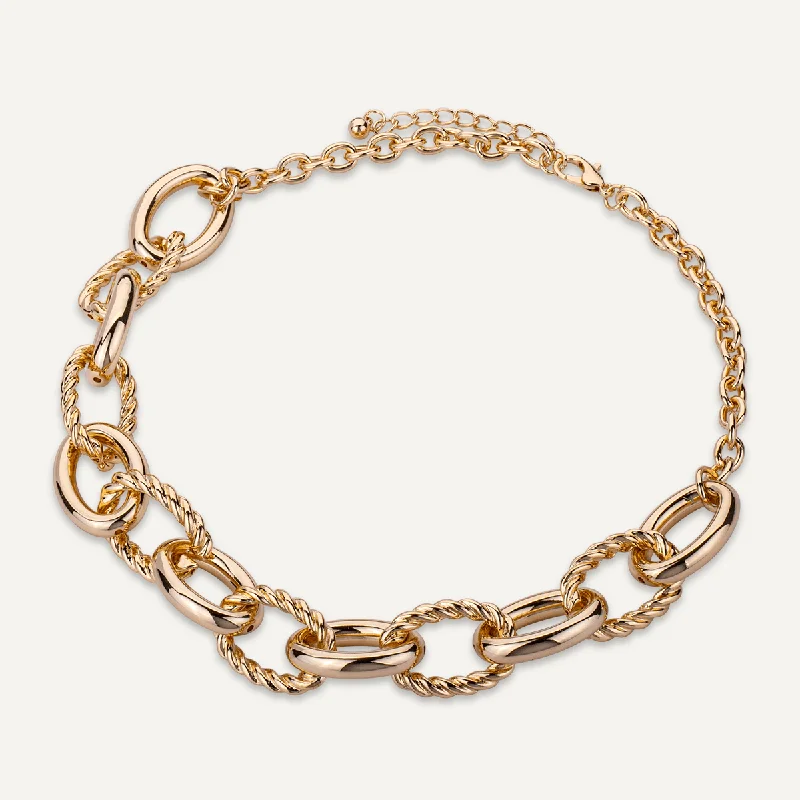 bold necklaces for women-Alesha Short Chunky Rope Necklace In Gold-Tone