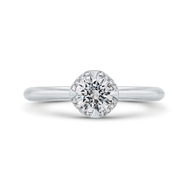 luxury diamond engagement rings-14K White Gold Round Cut Diamond Engagement Ring