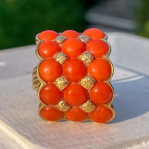 engagement rings for women-Antique Coral Ring