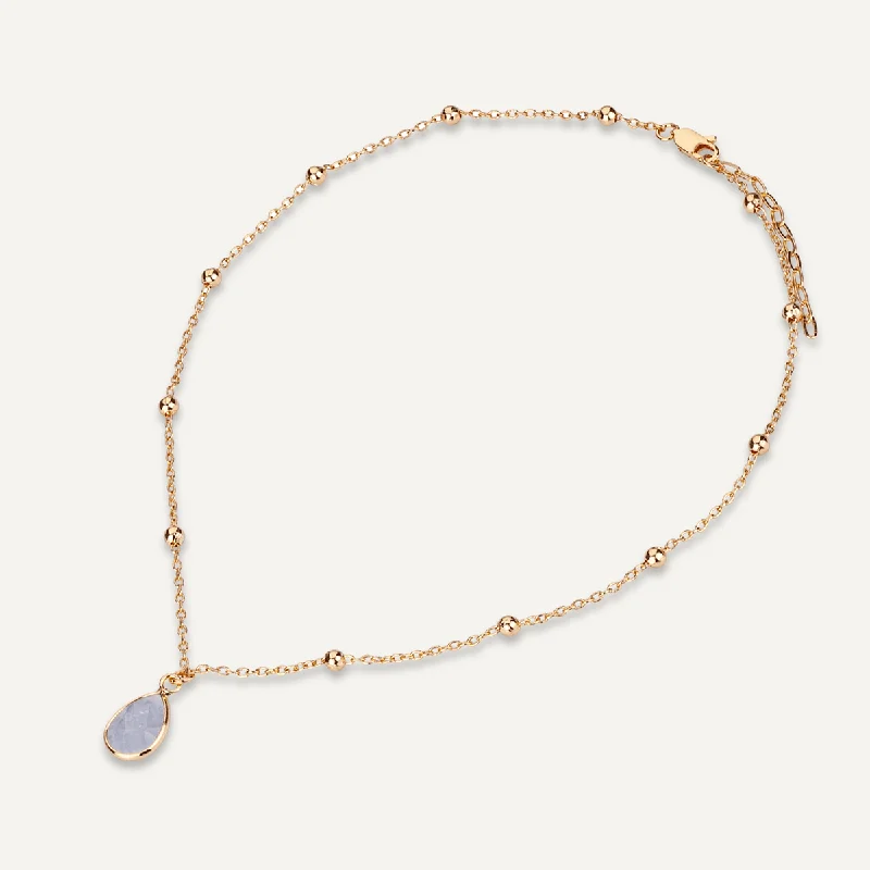 meaningful necklaces for women-Sparkling Crystal & Moonstone Clasp Necklace In Gold-Tone