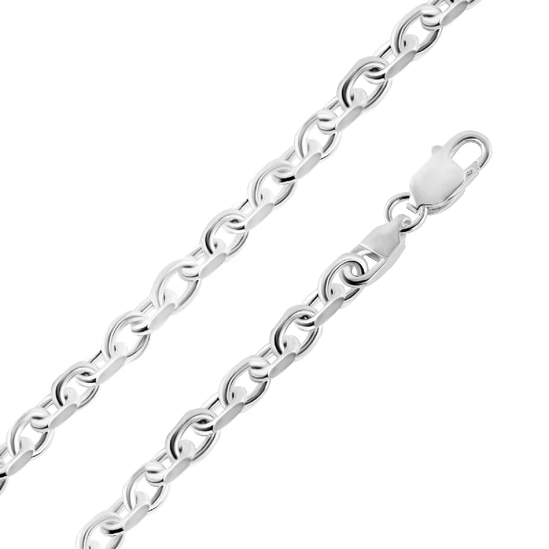 bridal necklace sets for women-925 Sterling Silver Forzatina Diamond Cut 180 5.5mm Chain or Bracelet - CH32-180