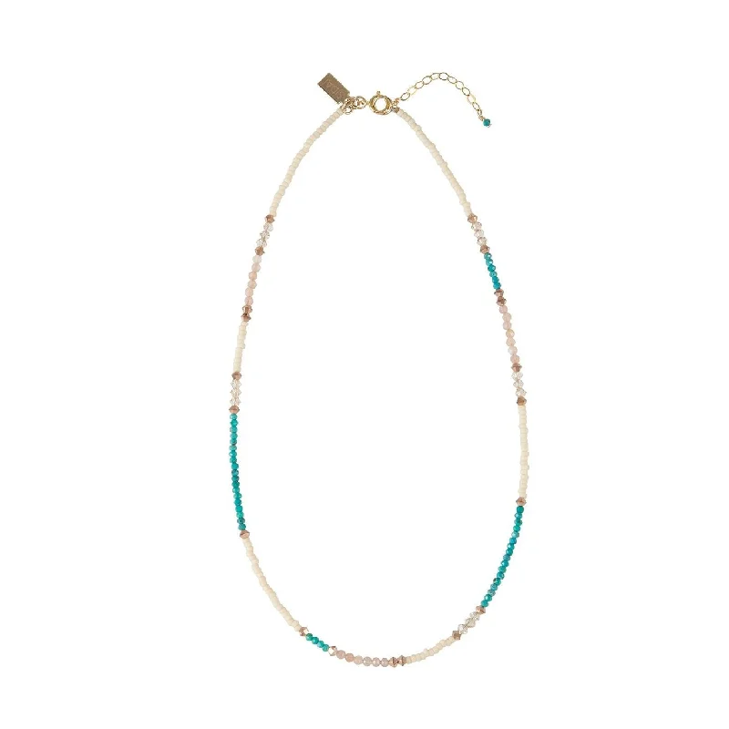 vintage necklaces for women-Utulivu Turquoise Beaded Necklace - PEARL/TAUPE/ROSE GOLD/TURQUOISE/TRANSLUSCENT PINK/HONEY