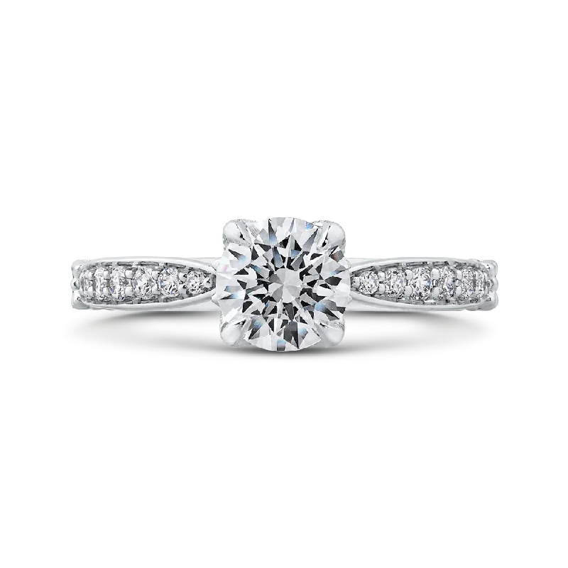 custom engagement rings-Round Diamond Engagement Ring In 14K White Gold (Semi Mount)