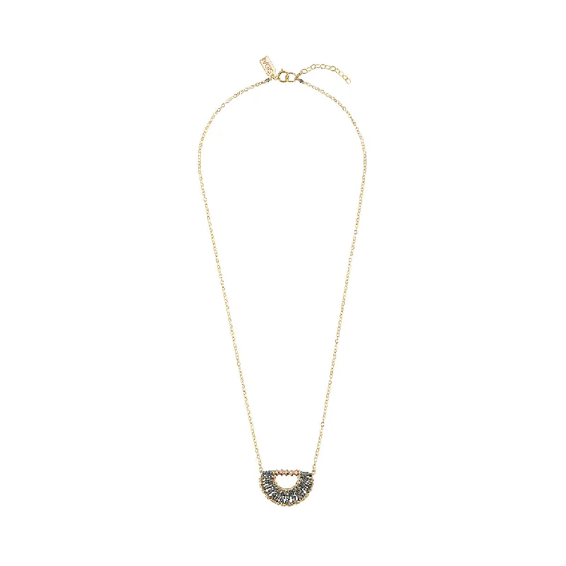 diamond pendant necklaces for women-Olakira Half Moon Necklace - SHINY GRAPHITE