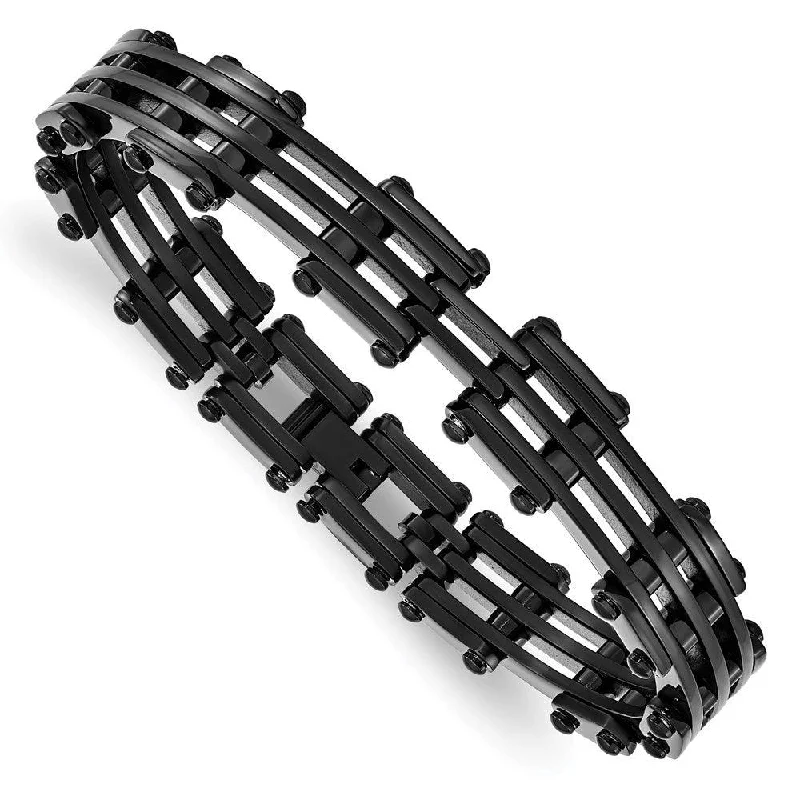 wedding bracelets for women-wedding bracelets for women-Stainless Steel Black IP-plated Bracelet