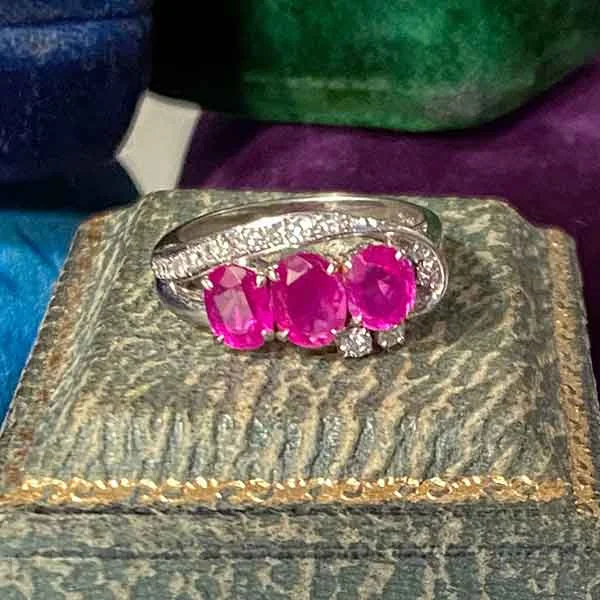 unique rings for women-Vintage Ruby & Diamond Ring