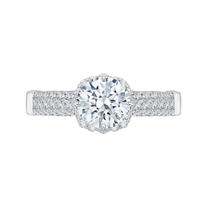 unique vintage engagement rings-14K White Gold Round Diamond Cathedral Style Engagement Ring (Semi Mount)