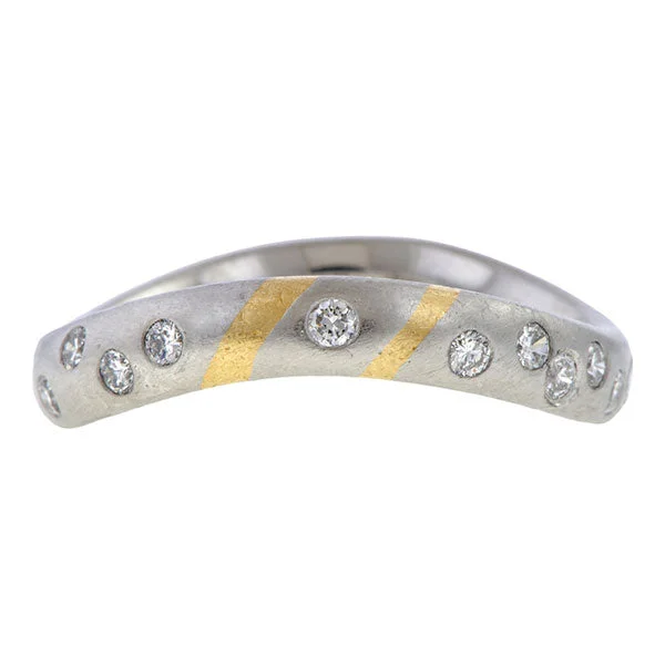 diamond eternity rings for women-Vintage Two-toned Diamond Band, Size 7