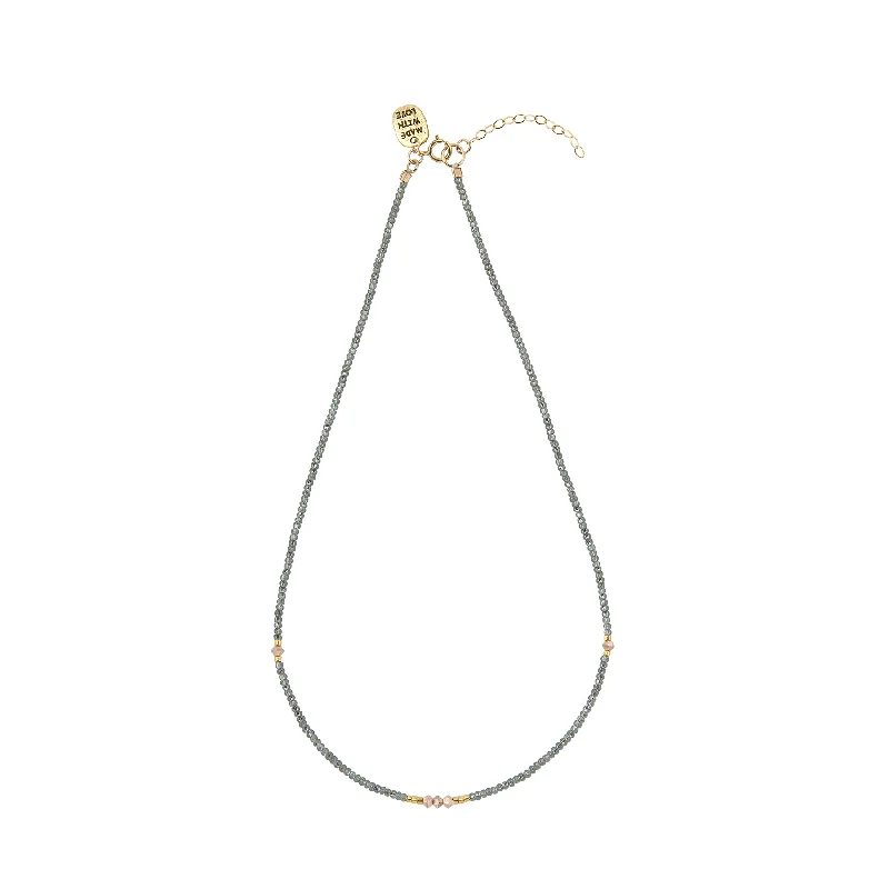 luxury necklaces for women-Endito Crystal Necklace - SHINY GRAPHITE/GOLD