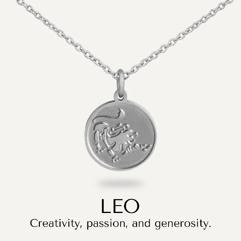 unique silver necklaces for women-Leo Zodiac Star Sign Necklace In Silver-Tone (July 23 – Aug 22)