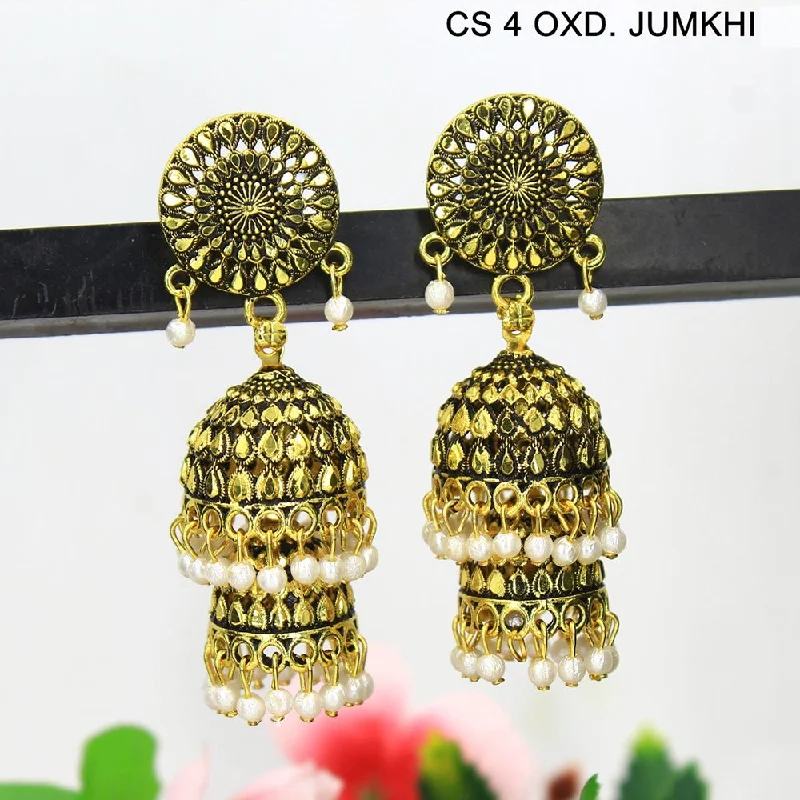 Mahavir Antique Gold Plated Jhumki Earrings - CS 4 OXD Jumkhi