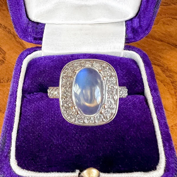 anniversary bands for women-Estate Moonstone & Diamond Ring, 1.85ct.