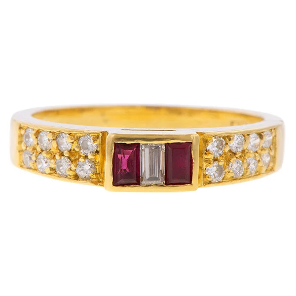 designer engagement rings-Vintage Ruby & Diamond Ring