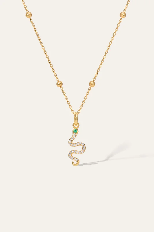 pearl necklaces for women-Snake Gold Vermeil Pave Necklace