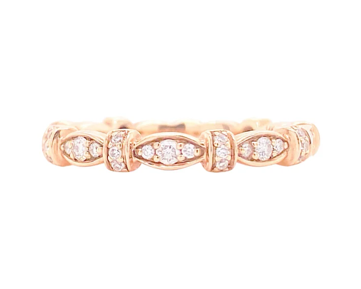 precious gemstone rings for women-Diamond Pattern Stackable Ring