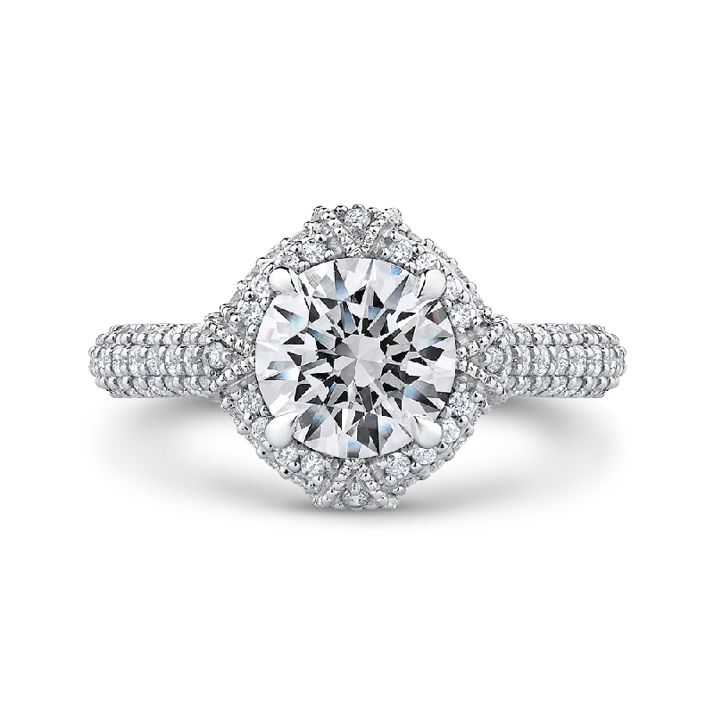 engagement rings with diamonds-14K White Gold Round Diamond Engagement Ring (Semi Mount)