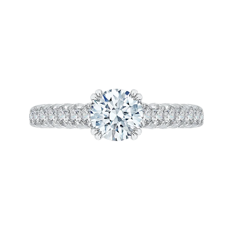 affordable wedding engagement rings-14K White Gold Euro Shank Round Diamond Cathedral Style Engagement Ring (Semi Mount)