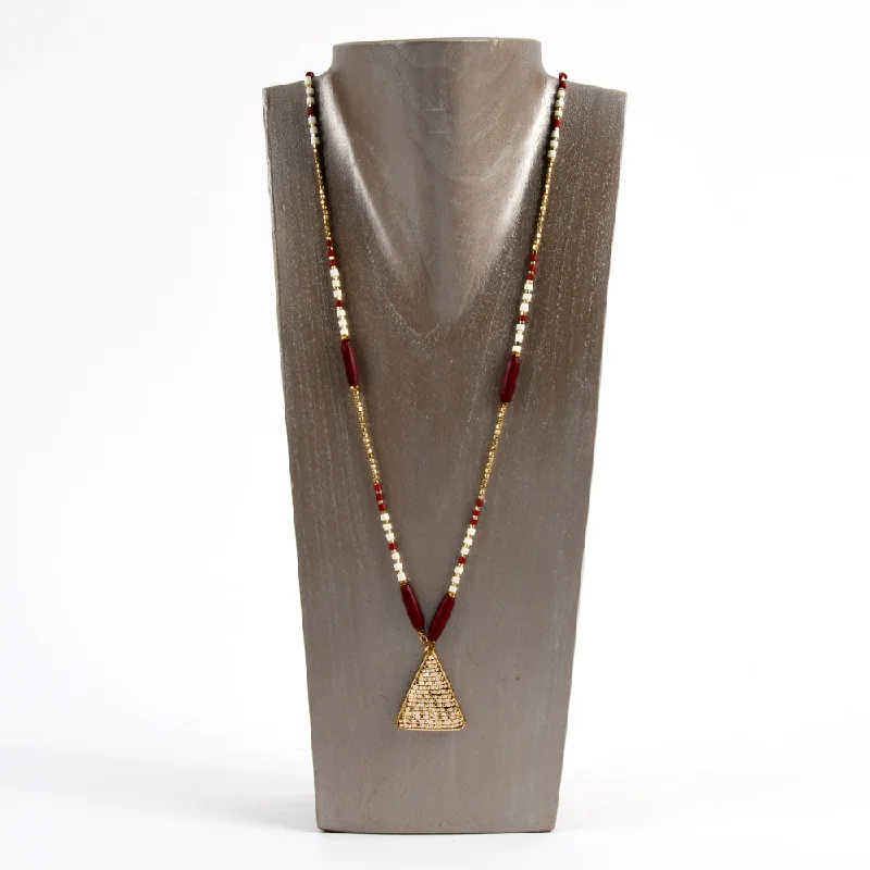 colorful gemstone necklaces for women-Tube Triangle Pendant Necklace 38''