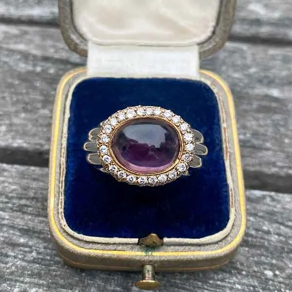 vintage engagement rings for women-Estate Amethyst & Diamond Ring